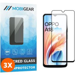 Mobigear Premium OPPO A18 Verre trempé Protection d'écran - Compatible Coque - Noir (Lot de 3)