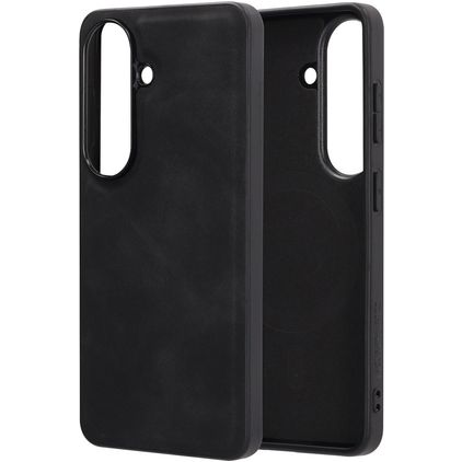 Mobiparts Classic Coque Samsung Galaxy S26 MagSafe Coque arrière en TPU,Similicuir - Graphite Black