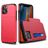Mobigear Card Coque iPhone 12 Mini Coque arrière Rigide Anti-Chocs avec Porte-Cartes - Rouge