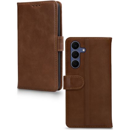 Mobilize Wallet Housse Samsung Galaxy S26 FE Etui en Cuir Véritable Porte-Monnaie - Marron