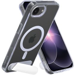 Mobiparts Hardcover Coque Transparente iPhone 16e MagSafe Coque arrière Rigide avec Support Amovible - Transparent
