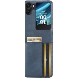 Mobigear Excellent Wallet Coque OPPO Find N2 Flip Coque arrière Rigide - Bleu