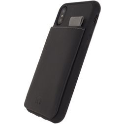 Mobilize Gelly Card Coque iPhone XS Coque arrière en TPU Souple avec Porte-Cartes - Noir