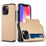 Mobigear Card Coque iPhone 15 Coque arrière Rigide Anti-Chocs avec Porte-Cartes - Or