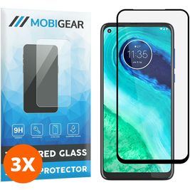 Mobigear Premium Motorola Moto G8 Verre trempé Protection d'écran - Compatible Coque - Noir (Lot de 3)
