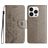 Mobigear Flowers Housse iPhone 16 Pro Max Etui Porte-Monnaie - Gris