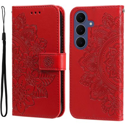 Mobigear Flowers Samsung Galaxy S26 FE Étui Portefeuille - Rouge