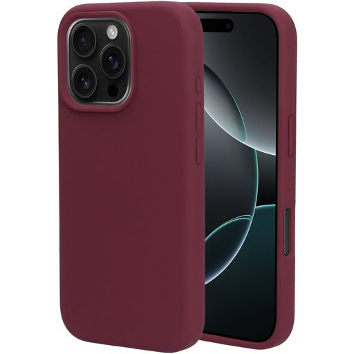 Mobiparts Coque iPhone 16 Pro Coque arrière en Silicone - Plum Red