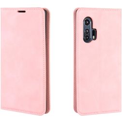 Mobigear Retro Slim Housse Motorola Edge Plus Etui Porte-Monnaie - Rose