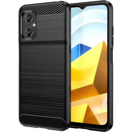 Mobigear Brushed Slim Coque POCO M5 Coque arrière en TPU Souple - Noir