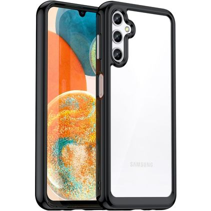 Mobigear Crystal Samsung Galaxy A14 Plastique rigide Coque arrière - Transparent / Noir