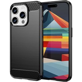 Mobigear Brushed Slim Coque iPhone 15 Pro Coque arrière en TPU Souple - Noir