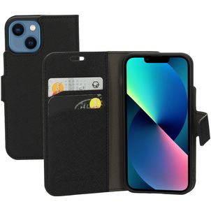 Mobiparts Saffiano Wallet Housse iPhone 13 Mini Etui Porte-Monnaie - Noir