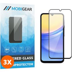 Mobigear Premium Samsung Galaxy A15 Verre trempé Protection d'écran - Compatible Coque - Noir (Lot de 3)
