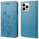 Mobigear Flowers Housse iPhone 14 Pro Etui Porte-Monnaie - Bleu