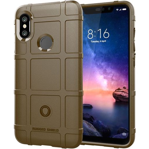 Mobigear Rugged Shield Coque Xiaomi Redmi Note 6 Pro Coque arrière en TPU Souple Anti-Chocs - Marron
