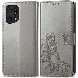 Mobigear Clover Housse OPPO Find X5 Etui Porte-Monnaie - Gris