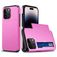Mobigear Card Coque iPhone 15 Pro Coque arrière Rigide Anti-Chocs avec Porte-Cartes - Rose