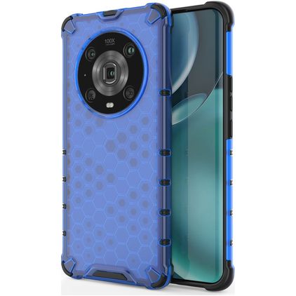 Mobigear Honeycomb Coque HONOR Magic 4 Pro Coque arrière Rigide Anti-Chocs - Bleu