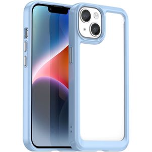 Mobigear Crystal Coque iPhone 15 Plus Coque arrière Rigide - Transparent / Bleu