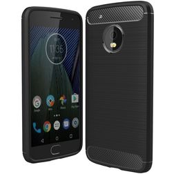 Mobigear Brushed Slim Coque Motorola Moto G5 Plus Coque arrière en TPU Souple - Noir