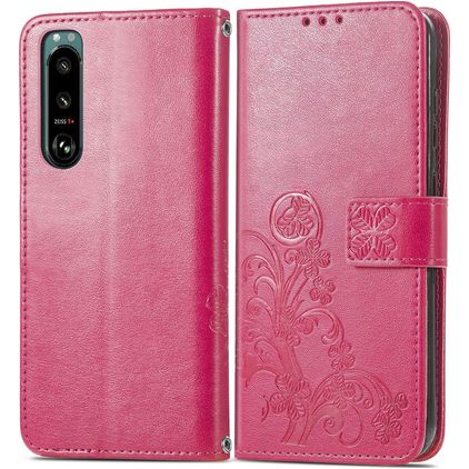 Mobigear clover Housse Sony Xperia 5 IV Etui Porte-Monnaie - Magenta