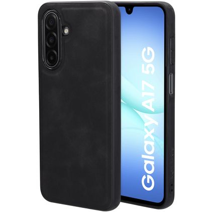 Mobiparts Classic Coque Samsung Galaxy A17 MagSafe Coque arrière en TPU,Similicuir - Graphite Black