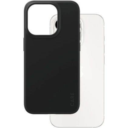 CARE by PanzerGlass Fashionable Coque iPhone 15 Pro Coque arrière en Silicone - Noir