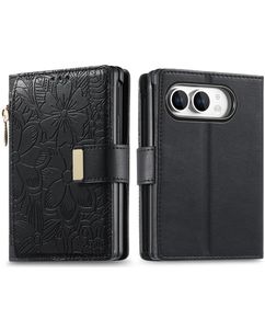 Mobigear Flowers iPhone Duo Étui Portefeuille - Noir
