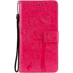 Mobigear Tree Housse Samsung Galaxy S21 Etui Porte-Monnaie - Magenta