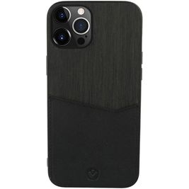 Valenta Card Slot Coque iPhone 13 Pro Max Coque arrière en Cuir Véritable avec Porte-Cartes - Noir