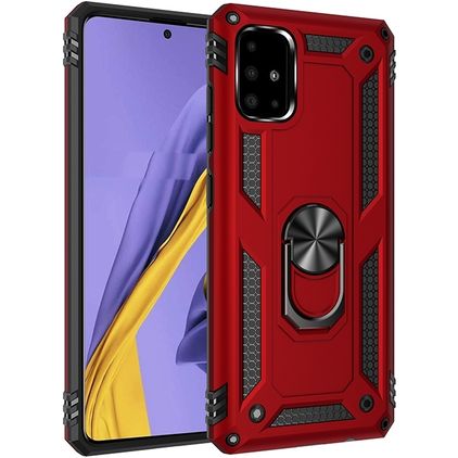 Mobigear Armor Ring Coque Samsung Galaxy A51 Coque arrière Rigide Anti-Chocs avec Anneau-Support - Rouge