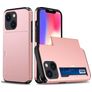 Mobigear Card Coque iPhone 15 Plus Coque arrière Rigide Anti-Chocs avec Porte-Cartes - Rose doré
