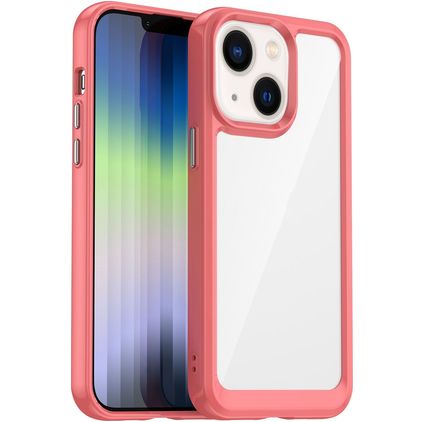 Mobigear Crystal Coque iPhone 14 Coque arrière Rigide - Transparent / Rouge