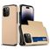 Mobigear Card Coque iPhone 15 Pro Max Coque arrière Rigide Anti-Chocs avec Porte-Cartes - Or