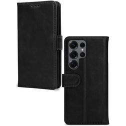 Mobilize Wallet Housse Samsung Galaxy S25 Ultra Etui en Cuir Véritable Porte-Monnaie - Noir