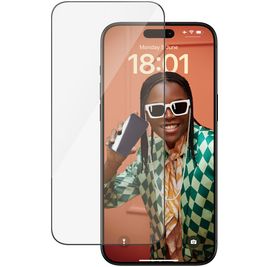 PanzerGlass Ultra-Wide Fit iPhone 15 Pro Max Verre trempé Protection d'écran - Compatible Coque + Cadre d'installation - Noir