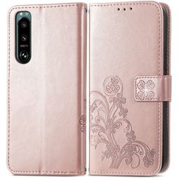 Mobigear clover Housse Sony Xperia 5 IV Etui Porte-Monnaie - Rose doré