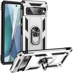 Mobigear Armor Ring Google Pixel 7 Pro Plastique rigide Coque arrière Antichoc avec bague de maintien - Argent