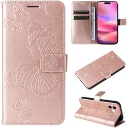 Mobigear Butterfly Housse iPhone 16 Etui Porte-Monnaie - Rose doré