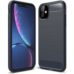 Mobigear Brushed Slim Coque iPhone 11 Coque arrière en TPU Souple - Bleu Marin