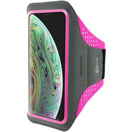 Mobiparts Comfort Fit Brassard Téléphone iPhone XS Brassard Coque de Sport en Neoprène - Neon Pink
