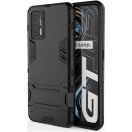Mobigear Armor Stand Coque Realme GT Coque arrière Rigide Anti-Chocs avec Support Amovible - Noir