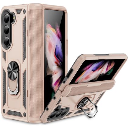 Mobigear Armor Ring Coque Samsung Galaxy Z Fold 5 Coque arrière Rigide Anti-Chocs avec Anneau-Support - Or