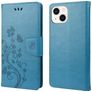 Mobigear Flowers Housse iPhone 14 Etui Porte-Monnaie - Bleu