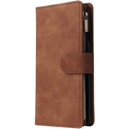 Mobigear Zipper OnePlus 8 Pro Étui Portefeuille - Marron