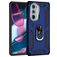 Mobigear Armor Ring Motorola Edge 30 Pro Plastique rigide Coque arrière Antichoc avec bague de maintien - Bleu