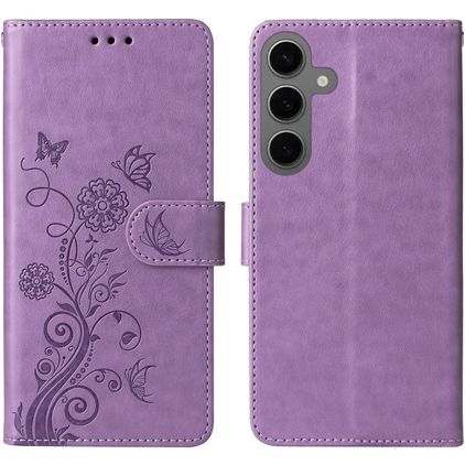 Mobigear Flowers Samsung Galaxy S24 FE Étui Portefeuille - Violet