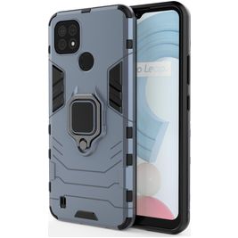 Mobigear Armor Ring Coque Realme C21 Coque arrière Rigide Anti-Chocs avec Anneau-Support - Bleu