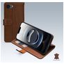 Mobilize Wallet iPhone 16e Cuir véritable Étui Portefeuille - Marron
